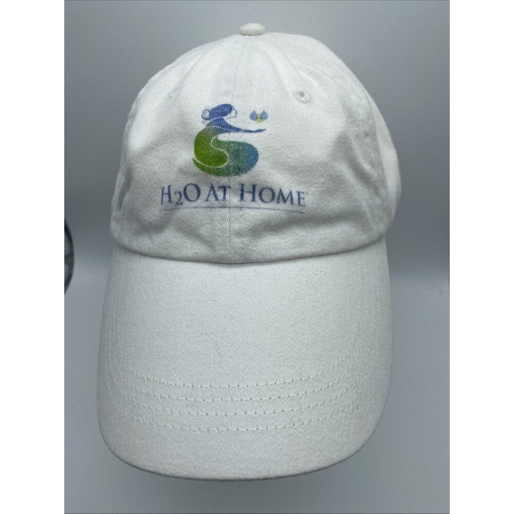 H2O At Home White Baseball Hat Cap Adjustable Strap-back Anvil Cotton